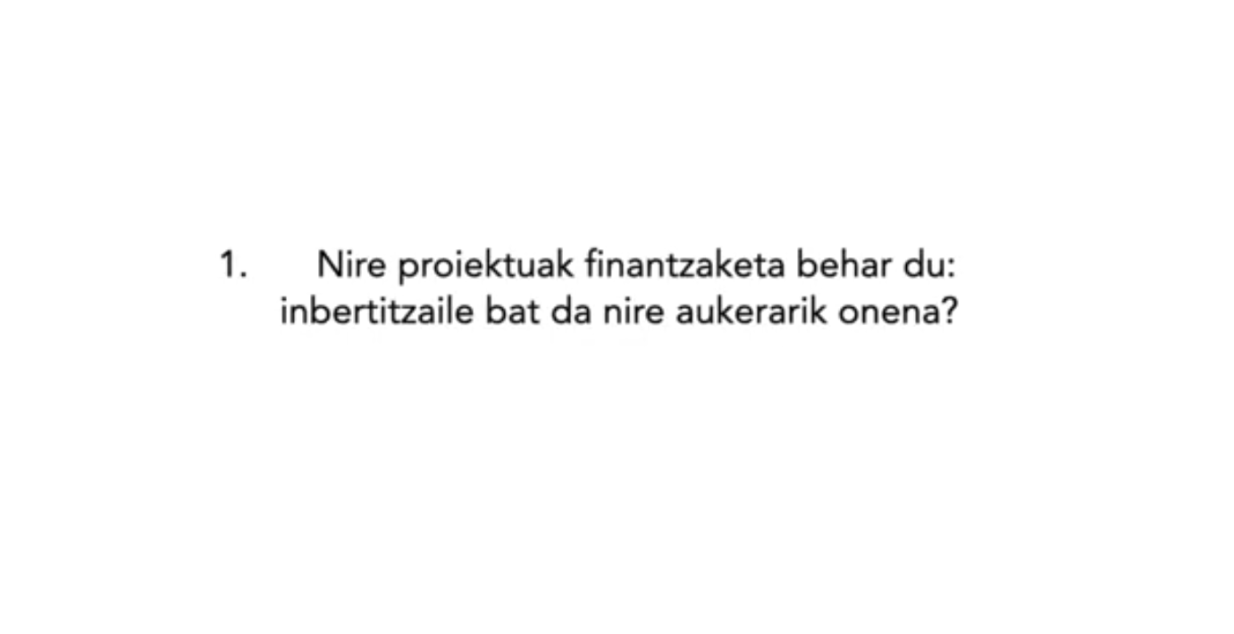 1.1 ZURE FINANTZAZIO PROIEKTUA – Aukerak